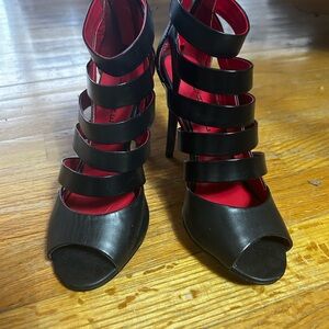 Black and Red Strappy Heels